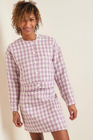 Jacke mit Hahnentrittmuster Lila S h5 Bild5